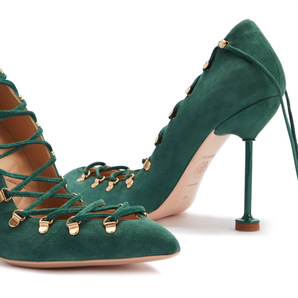 DITA Lace Up Pumps - Forest Green
