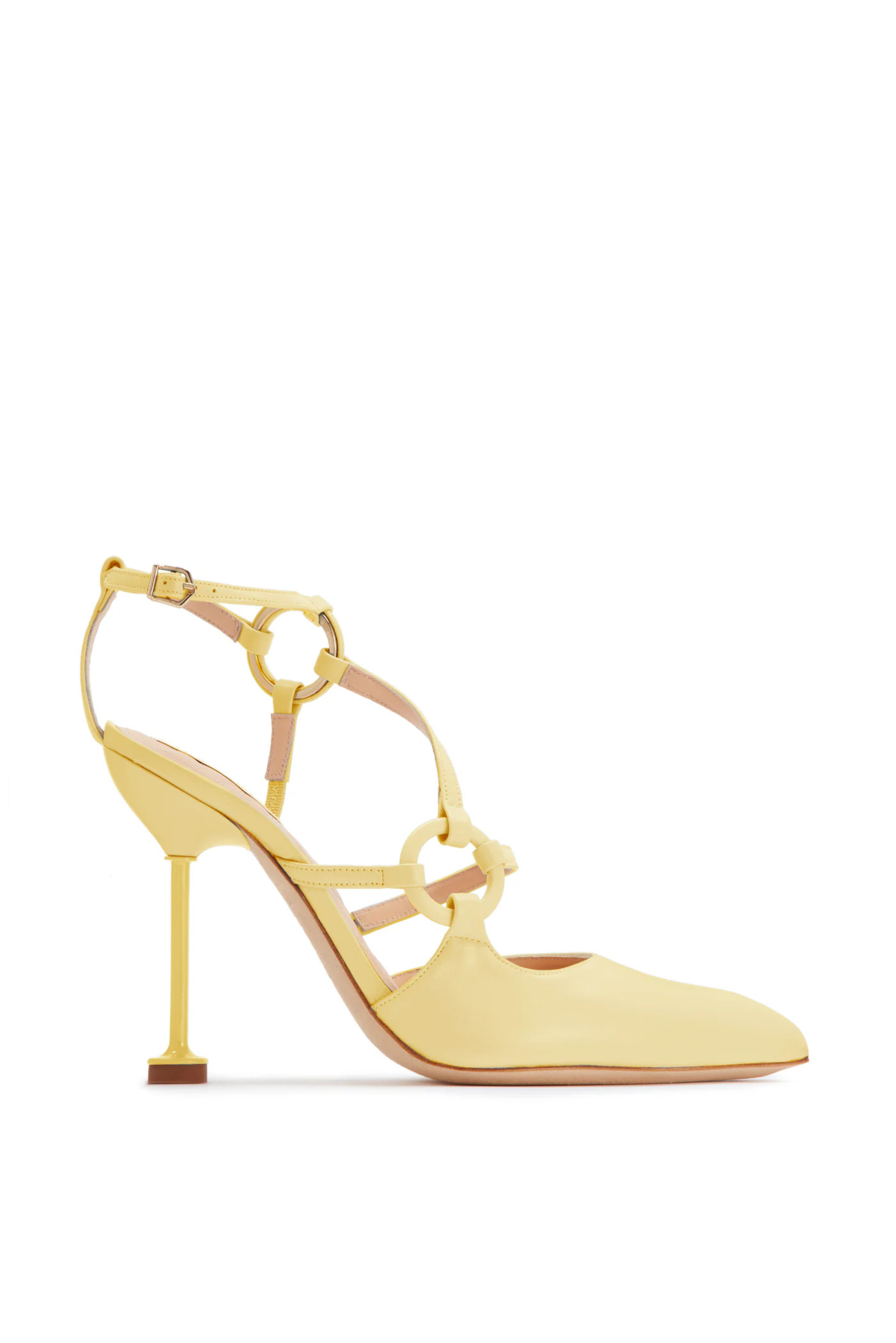 CARA Open Back Leather Pumps -  Pastel Yellow