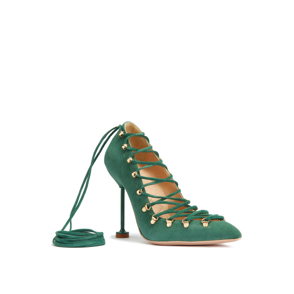 DITA Lace Up Pumps - Forest Green